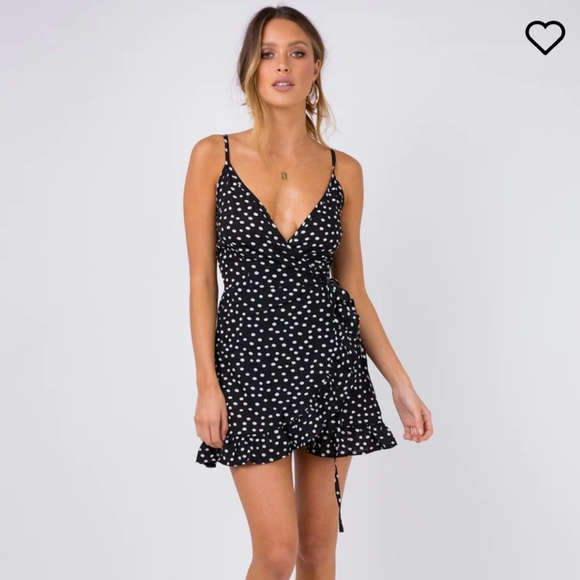 Princess Polly Dresses & Skirts - PRINCESS POLLY HER JEWEL MINI WRAP DRESS BLACK Size 8